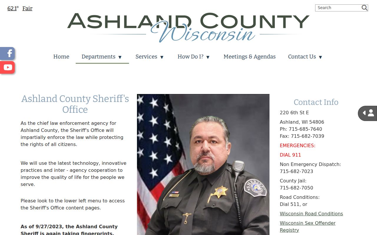 Ashland County Sheriff's Office contact for arrest lookup