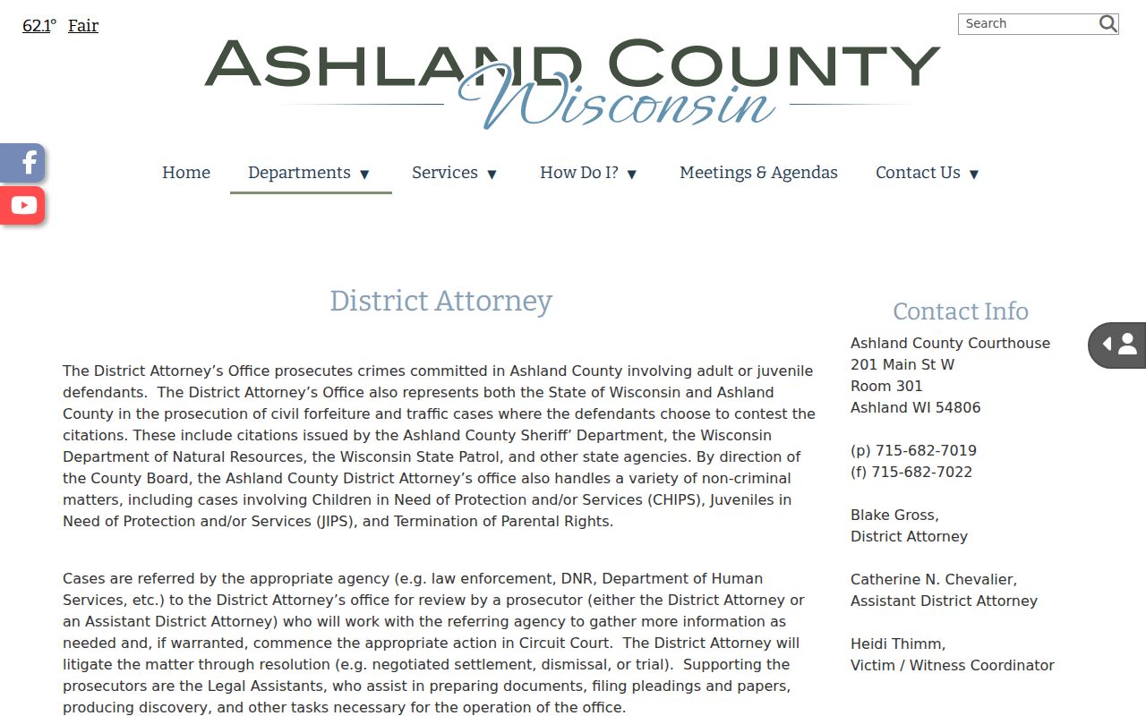 Ashland criminal records and District Attorney referrals