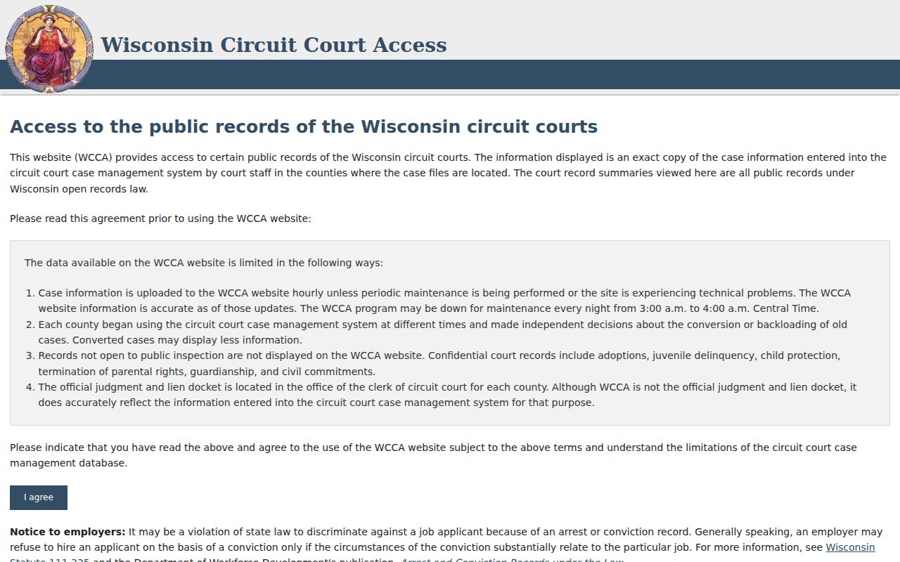 WCCA search for Ashland County criminal court cases