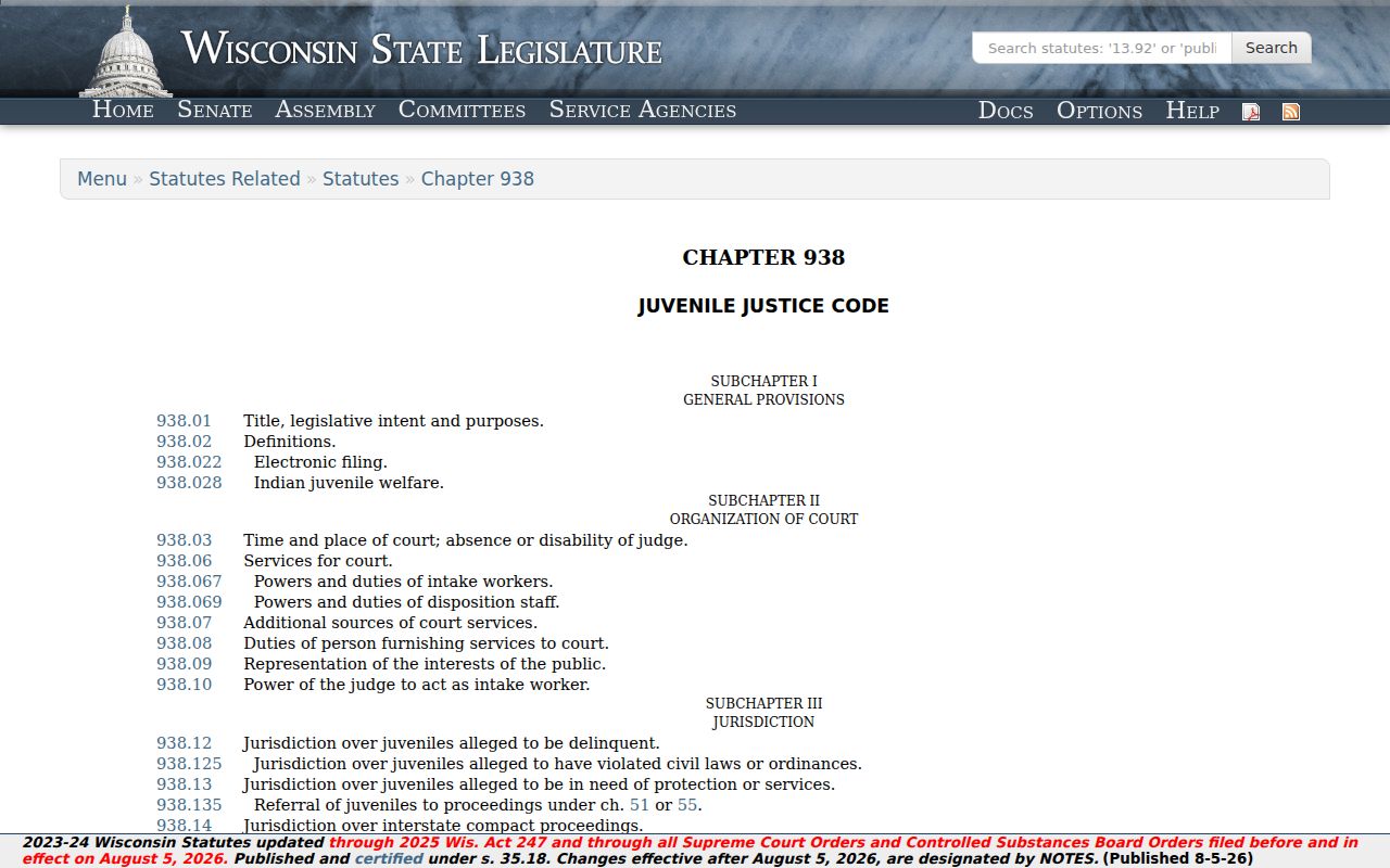 Wisconsin juvenile law affecting Ashland County sex offender records