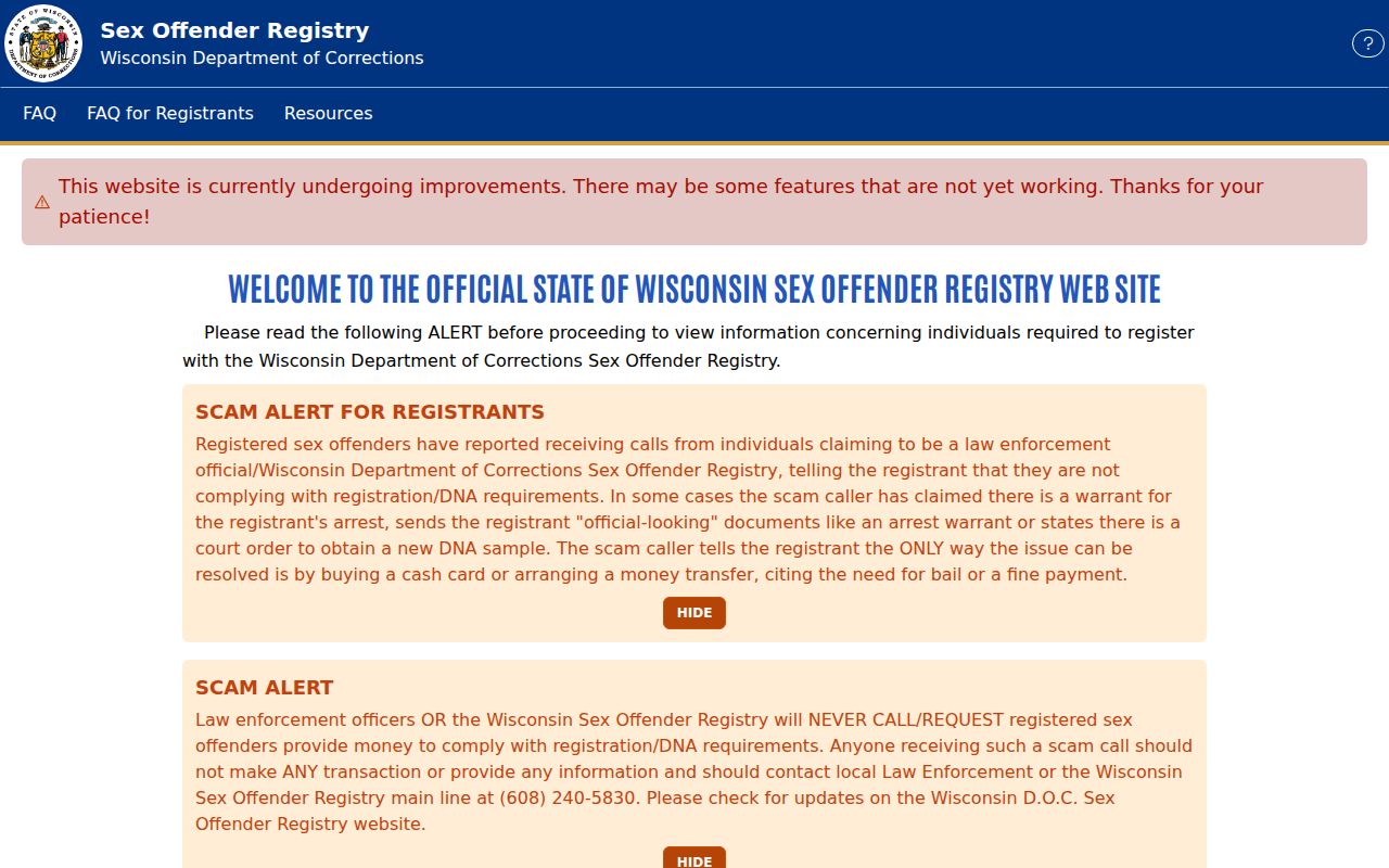 Ashland County sex offender search on the Wisconsin registry