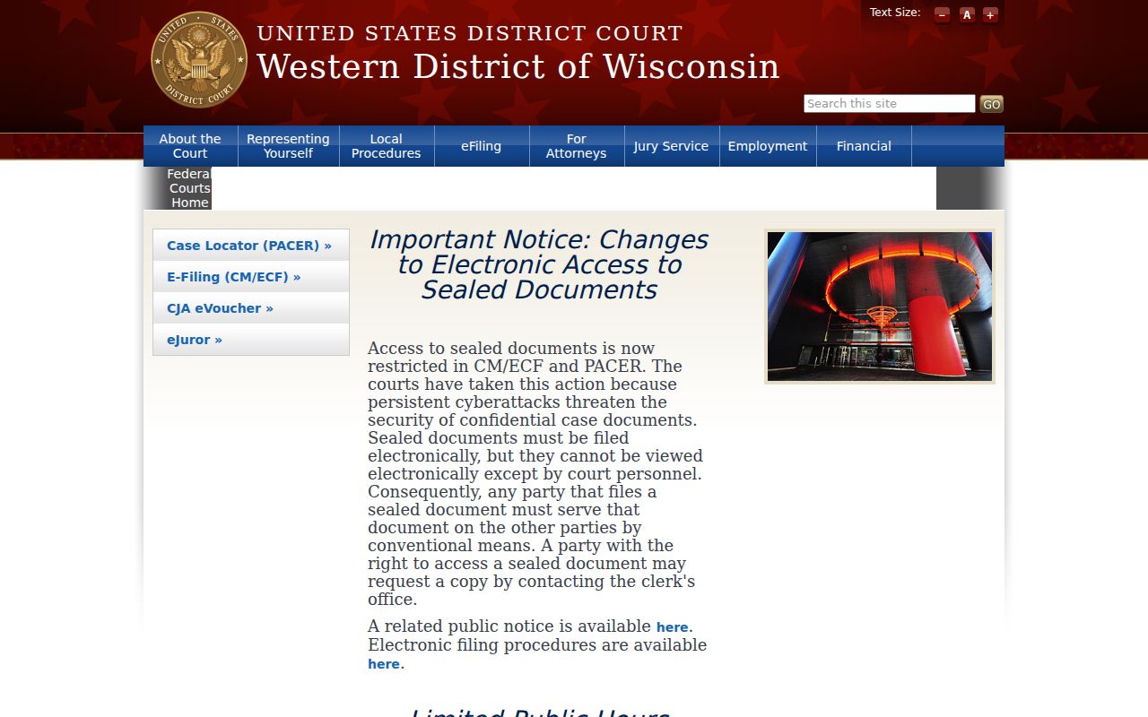 Butternut criminal records at the United States District Court for Western Wisconsin